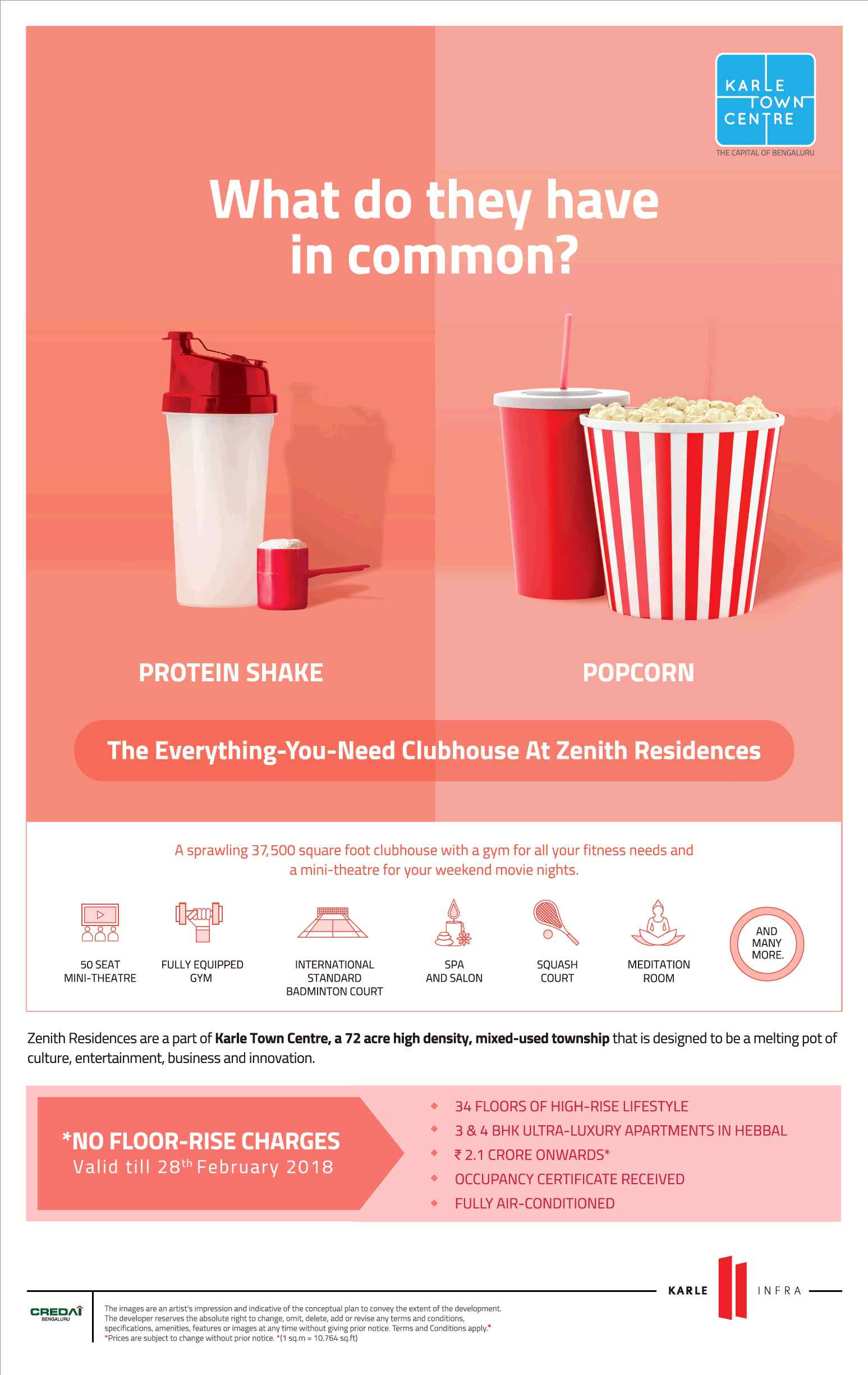 Enjoy in the clubhouse with everything you need at Karle Town Centre in Bangalore